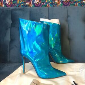 Alexandre Vauthier Hologram Blue Booties Never Worn Stiletto US Size 9.5 EUR 40